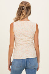 Ivory Floral Ruffle Trim Maternity Tank Top