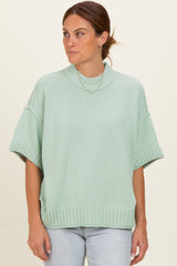 Mint Oversized Mock Neck Short Sleeve Maternity Sweater