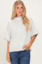 Light Silver Oversized Mock Neck Short Sleeve Sweater