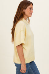 Banana Cream Oversized Mock Neck Short Sleeve Sweater