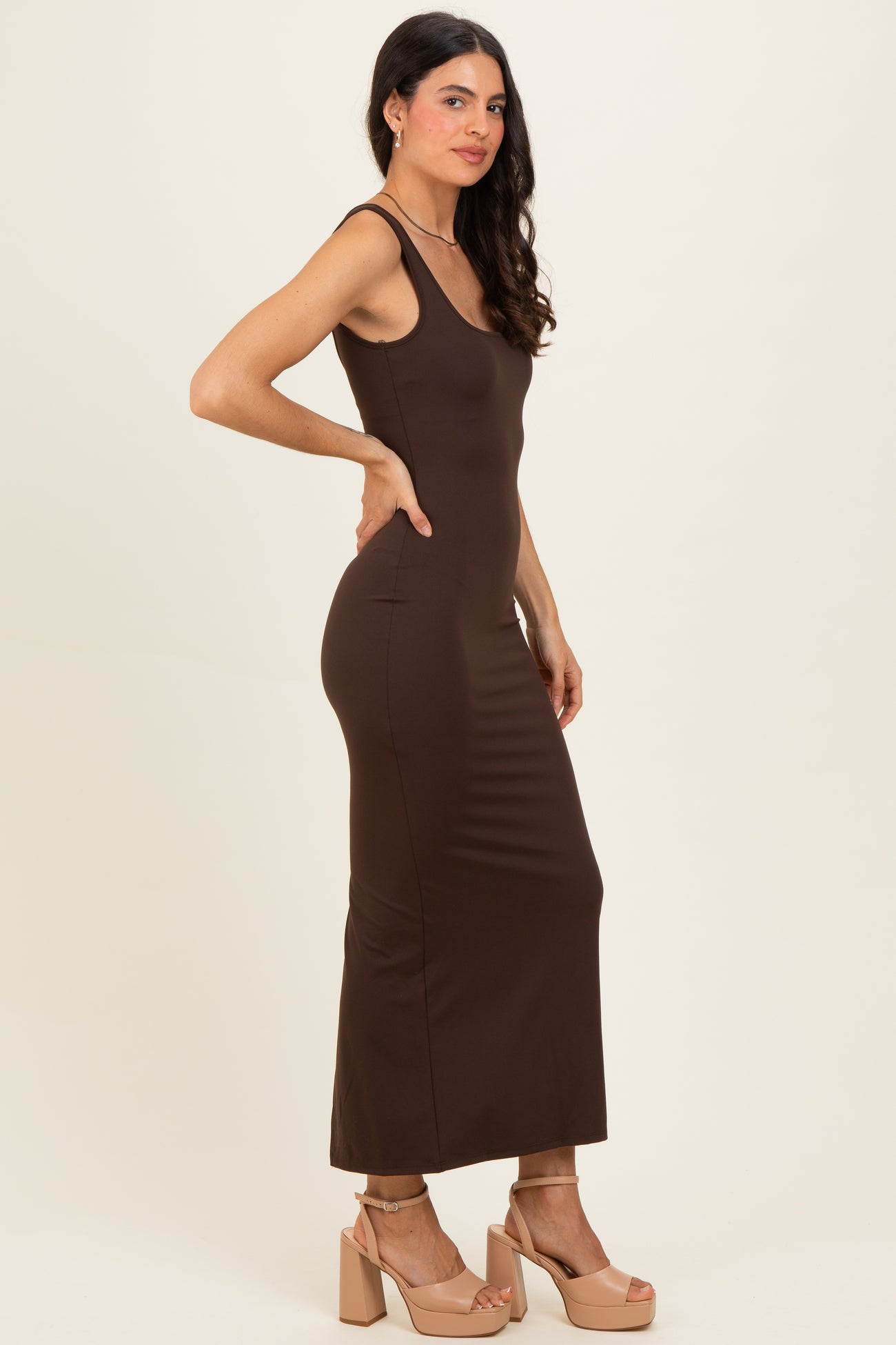 Fudge Low Back Square Neck Maxi Dress