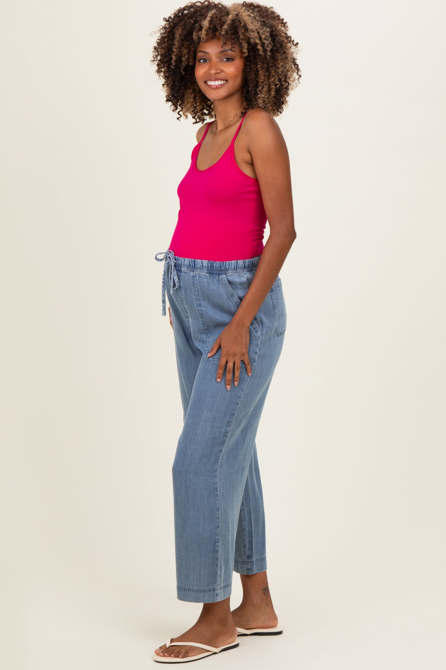 Magenta Basic Adjustable Strap Maternity Cami