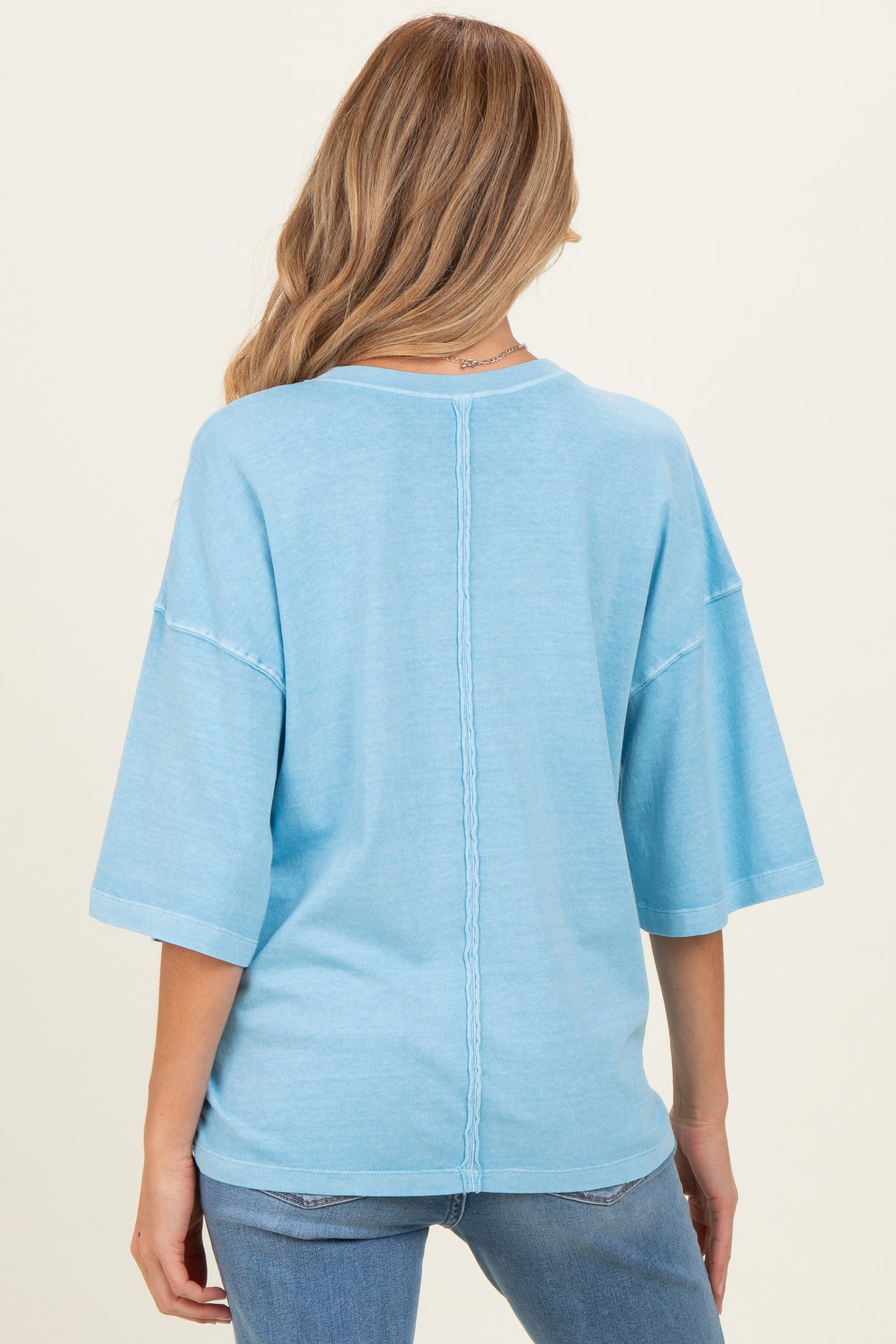 Blue Pigment Oversized Half-Sleeve Maternity T-Shirt