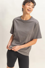 Charcoal Oversized Short Sleeve Crew Neck Maternity T-Shirt