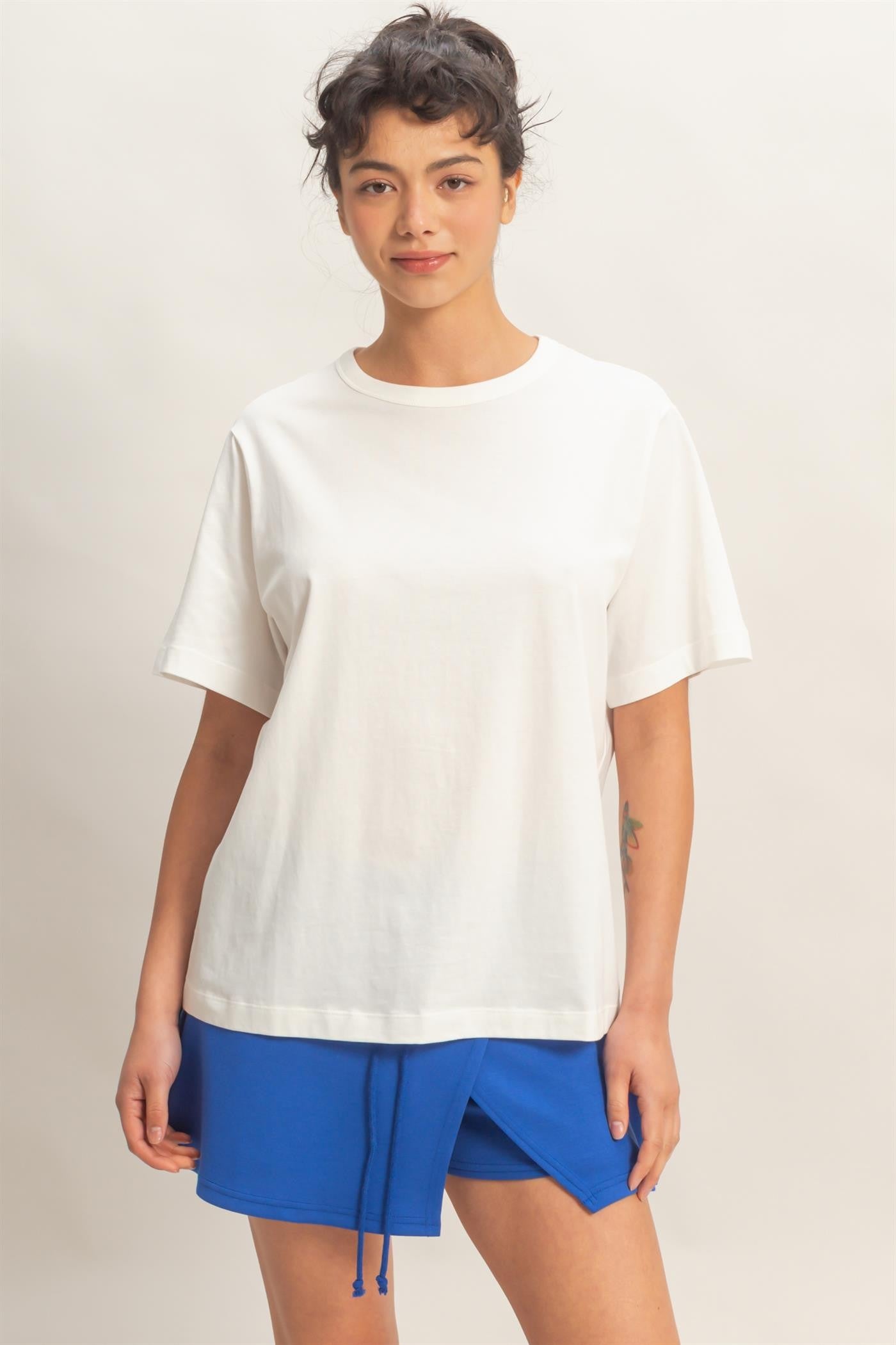 White Oversized Short Sleeve Crew Neck Maternity T-Shirt