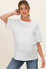 White Oversized Short Sleeve Crew Neck Maternity T-Shirt
