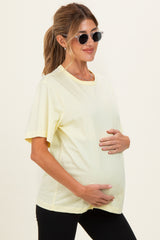 Yellow Oversized Short Sleeve Crew Neck Maternity T-Shirt