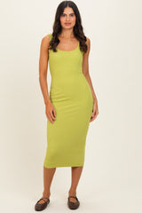 Chartreuse Square Neck Maternity Tank Dress