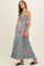 Mint Smocked Bust V Neck Lace Trim Maternity Maxi Dress