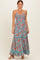 Mint Smocked Bust V Neck Lace Trim Maxi Dress