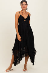 Black Twist Front Lace Maternity Maxi Dress