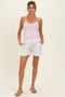 White Floral Print Side Stripe Maternity Shorts