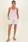 White Floral Print Side Stripe Maternity Shorts