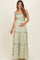 Green Printed Smocked Maternity Maxi Dress