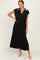 Black Stitch Detail Collared Midi Dress
