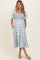Porcelain Blue Floral Smocked Puff Sleeve Maternity Midi Dress