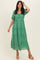 Green Printed Sweetheart Neckline Tiered Dress