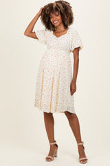 Ivory Floral Sweetheart Neckline Maternity Dress
