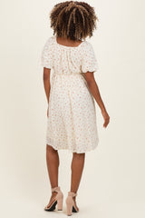 Ivory Floral Sweetheart Neckline Maternity Dress