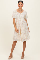 Ivory Floral Sweetheart Neckline Maternity Dress