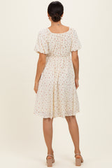 Ivory Floral Sweetheart Neckline Dress