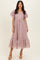 Mauve Printed Puff Sleeve Midi Dress