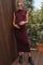 Burgundy Ribbed Knit Mock Neck Maternity Maxi Dress