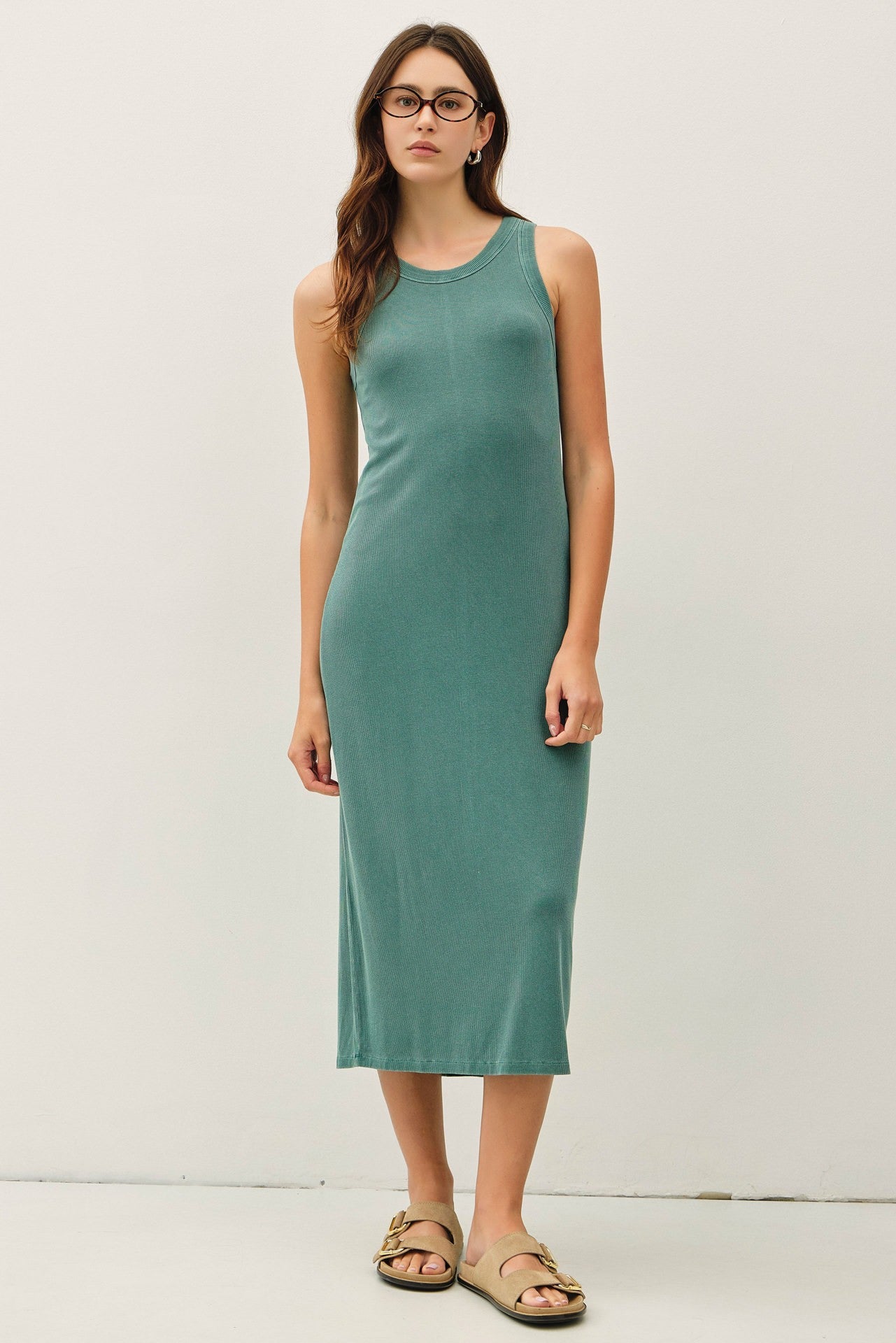 Hunter Ribbed Maternity Midi Tank Dress