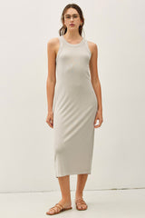 Stone Ribbed Maternity Midi Tank Dress