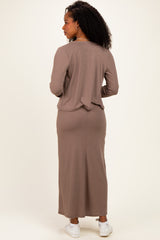 Mocha Knit Dress Cardigan Set