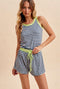 Navy Striped Solid Trim Tank Short Set
