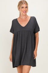 Charcoal V-Neck Basic Maternity Dress