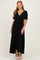 Black Short Sleeve V-Neck Maxi Dress