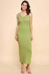 Olive V-Neck Tank Maternity Maxi Dress