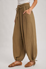 Olive Tie Hem Pants
