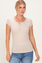 Oatmeal Short Sleeve Henley Top