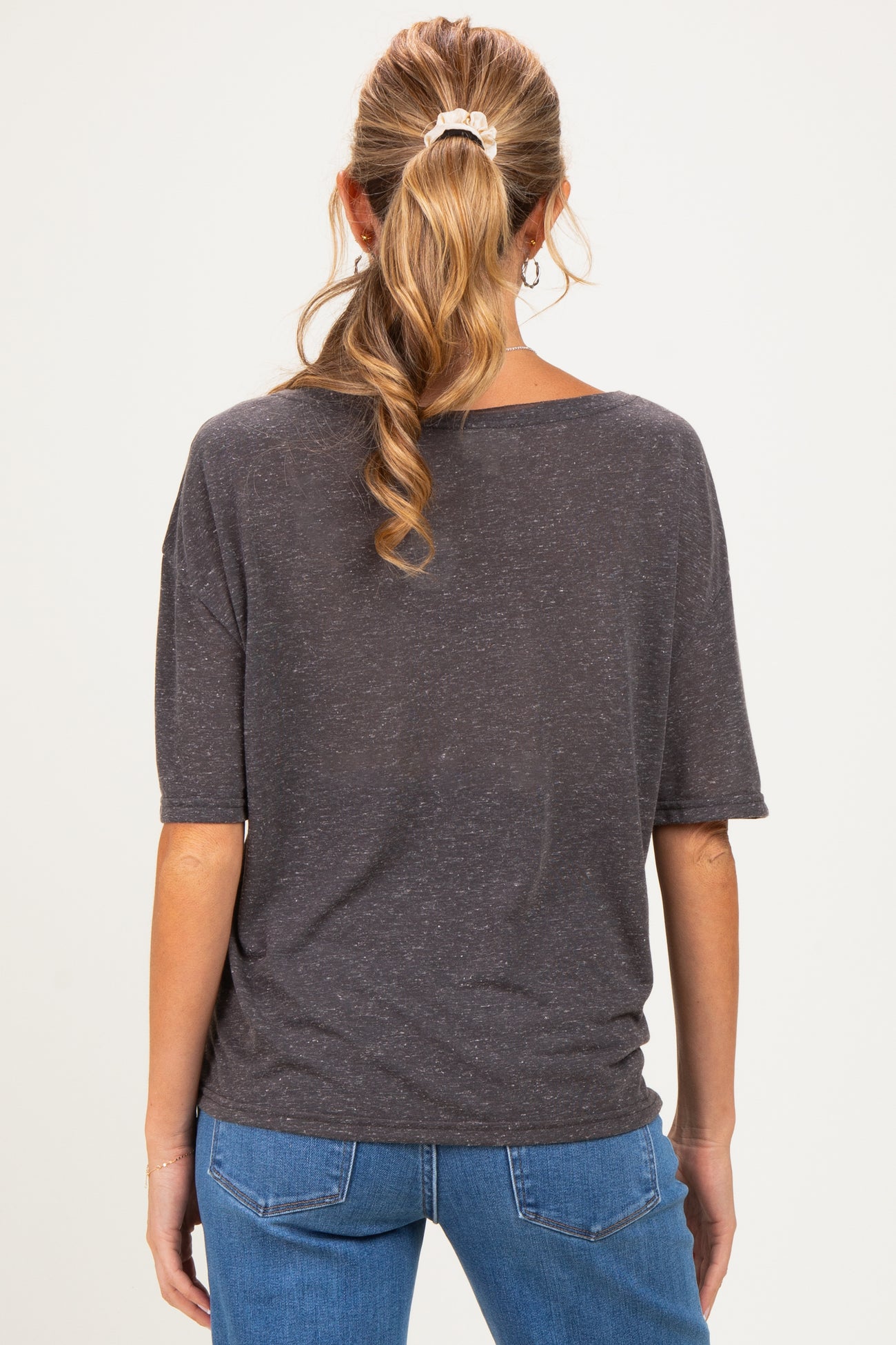 Black Charcoal Relaxed Fit Short Sleeve Maternity Top