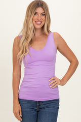 Lavender Sleeveless Fitted Maternity Tank Top