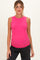 woman wearing a bright pink sleeveless maternity top with a fitted style and visible baby bump