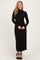 Black Ruffle Mock Neck Long Sleeve Midi Dress