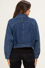 Dark Wash Boho Dotted Denim Maternity Jacket