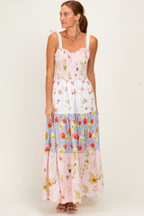 Floral Vintage Garden Maternity Tiered Maxi Dress