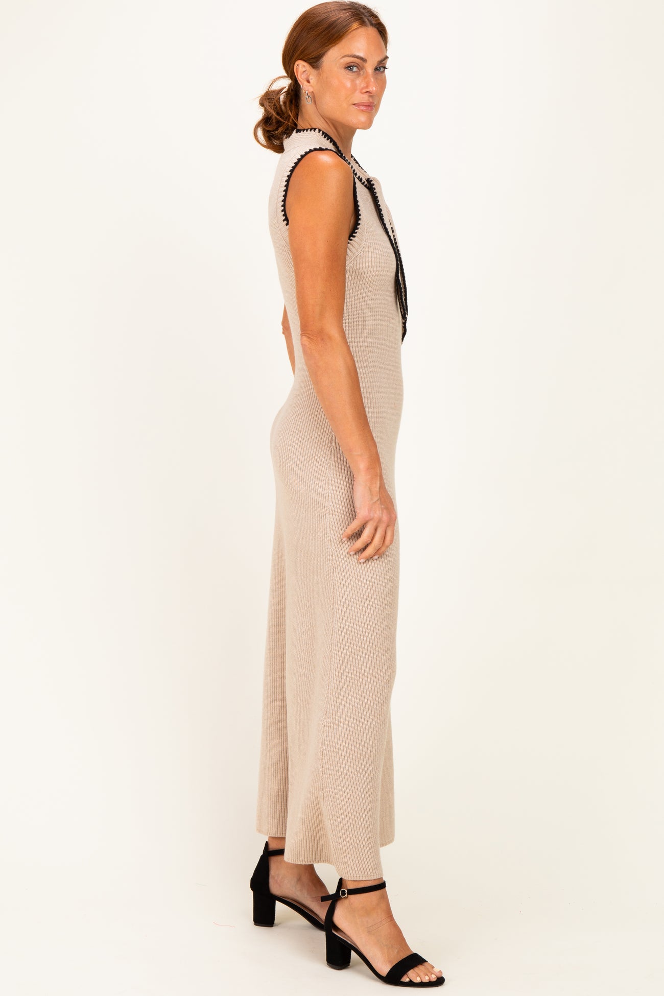 Oatmeal Bow Knit Maxi Dress