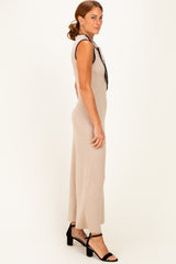 Oatmeal Bow Knit Maxi Dress