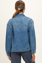 Medium Wash Oversized Maternity Denim Jackets