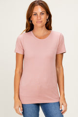 Mauve Basic Crew Neck Maternity Tee
