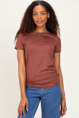 Rust Basic Crew Neck Maternity Tee