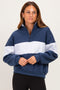 Navy Colorblock Quarter Zip Sweatshirt