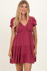 Dried Rose Smocked Eyelet Lace Maternity Mini Dress