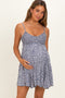 Navy Ditsy Floral V-Neck Smocked Maternity Mini Dress